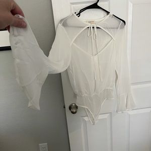 Nwt see through bell sleeve bodysuit
